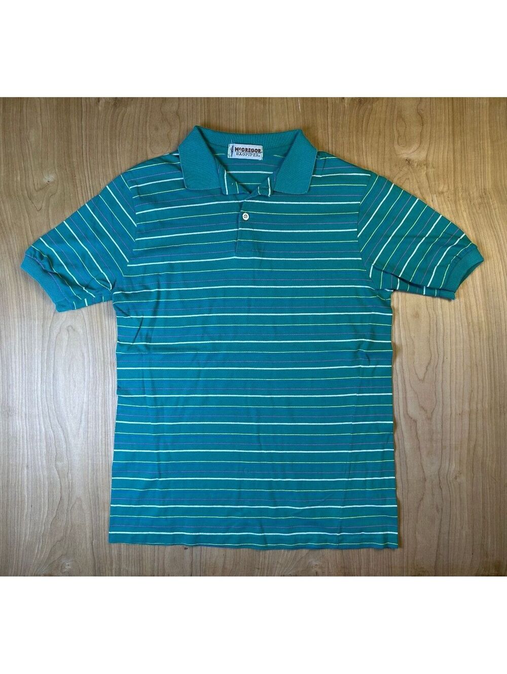 Vintage 80s McGregor Bagpiper Striped polo shirt colorful cotton golf preppy